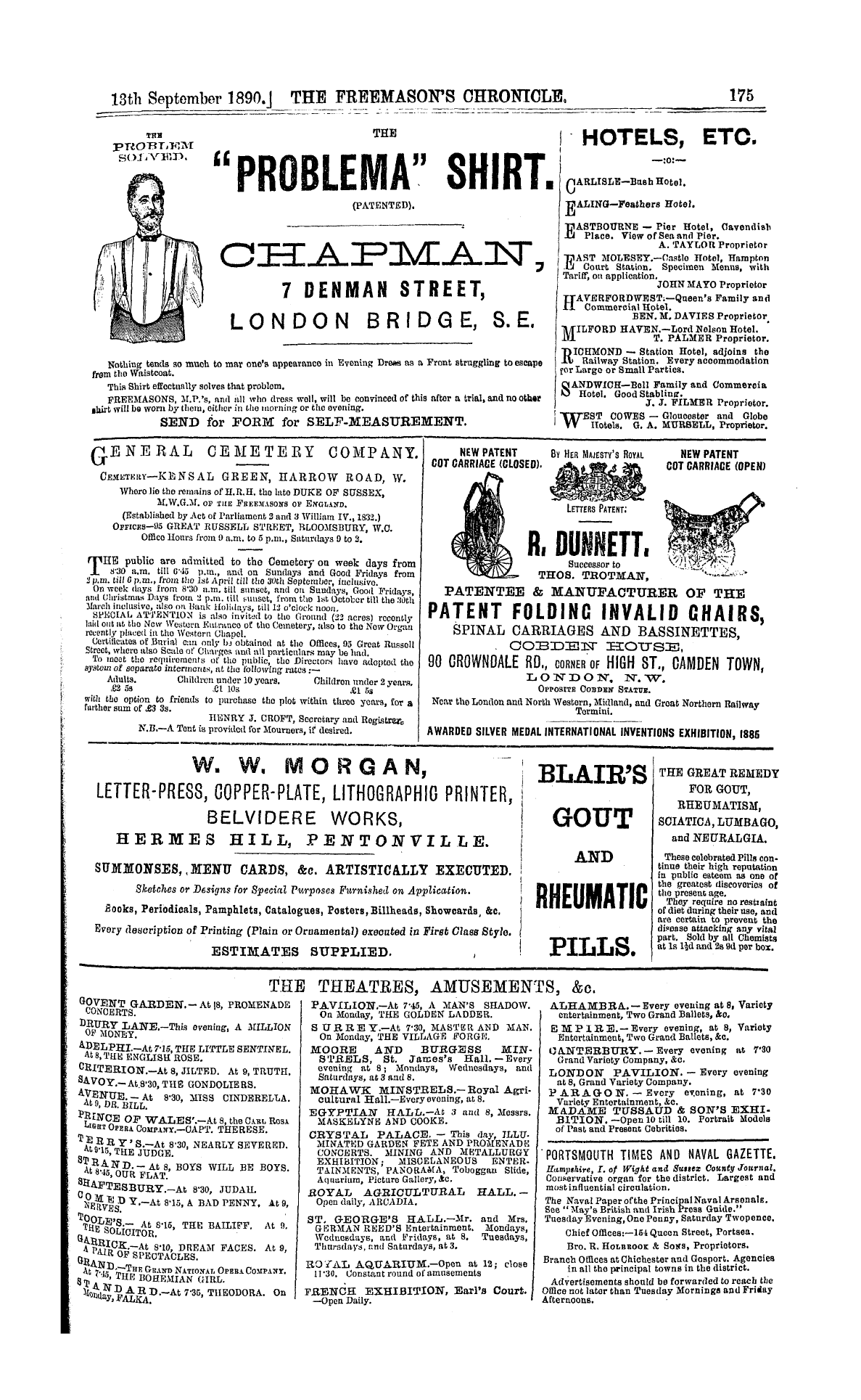 The Freemason's Chronicle: 1890-09-13 - Ad01503
