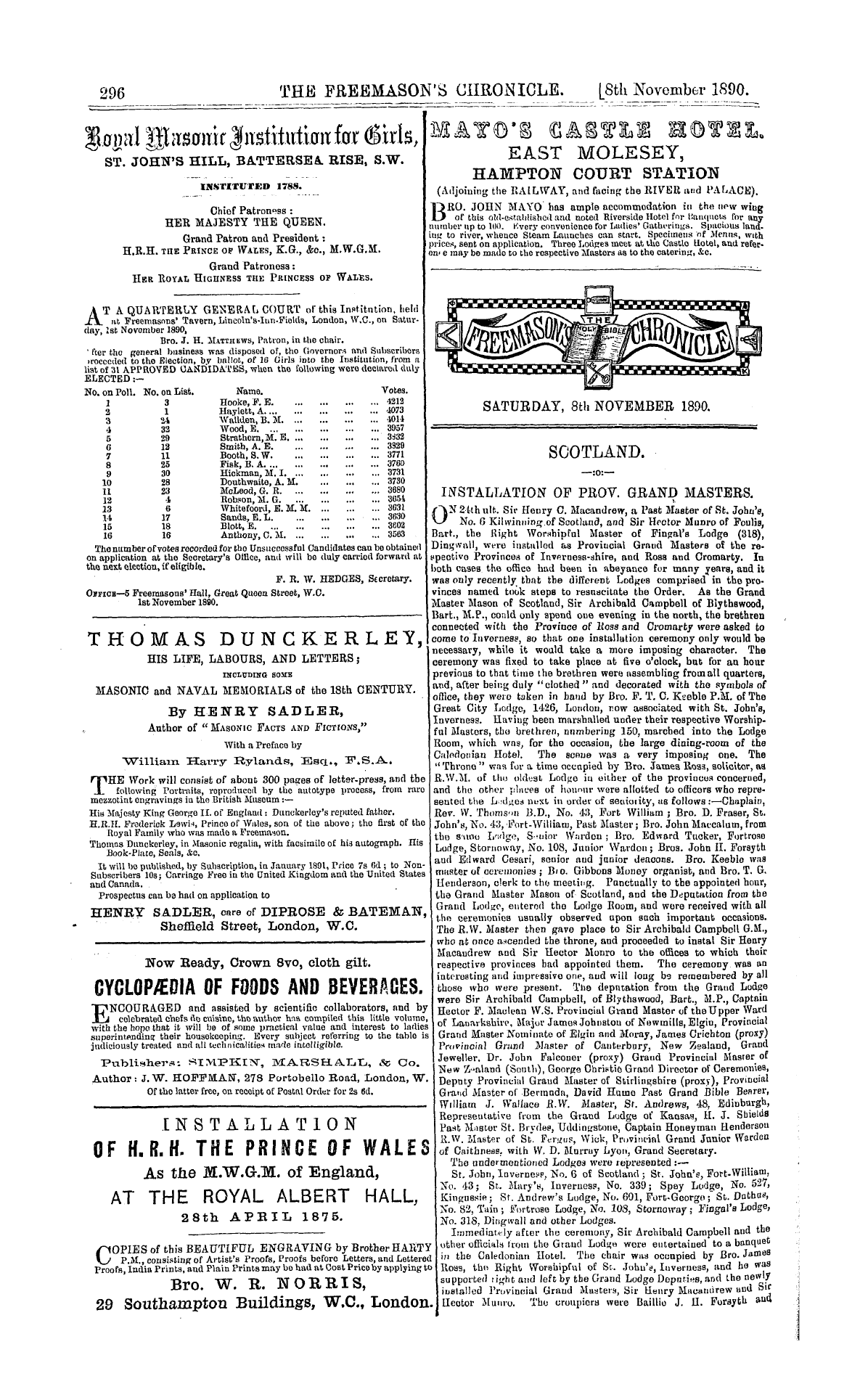 The Freemason's Chronicle: 1890-11-08 - Scotland.