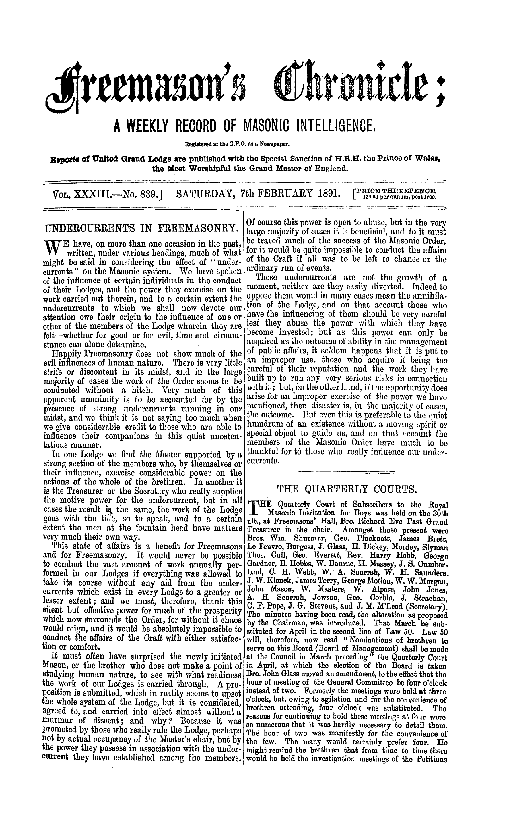 The Freemason's Chronicle