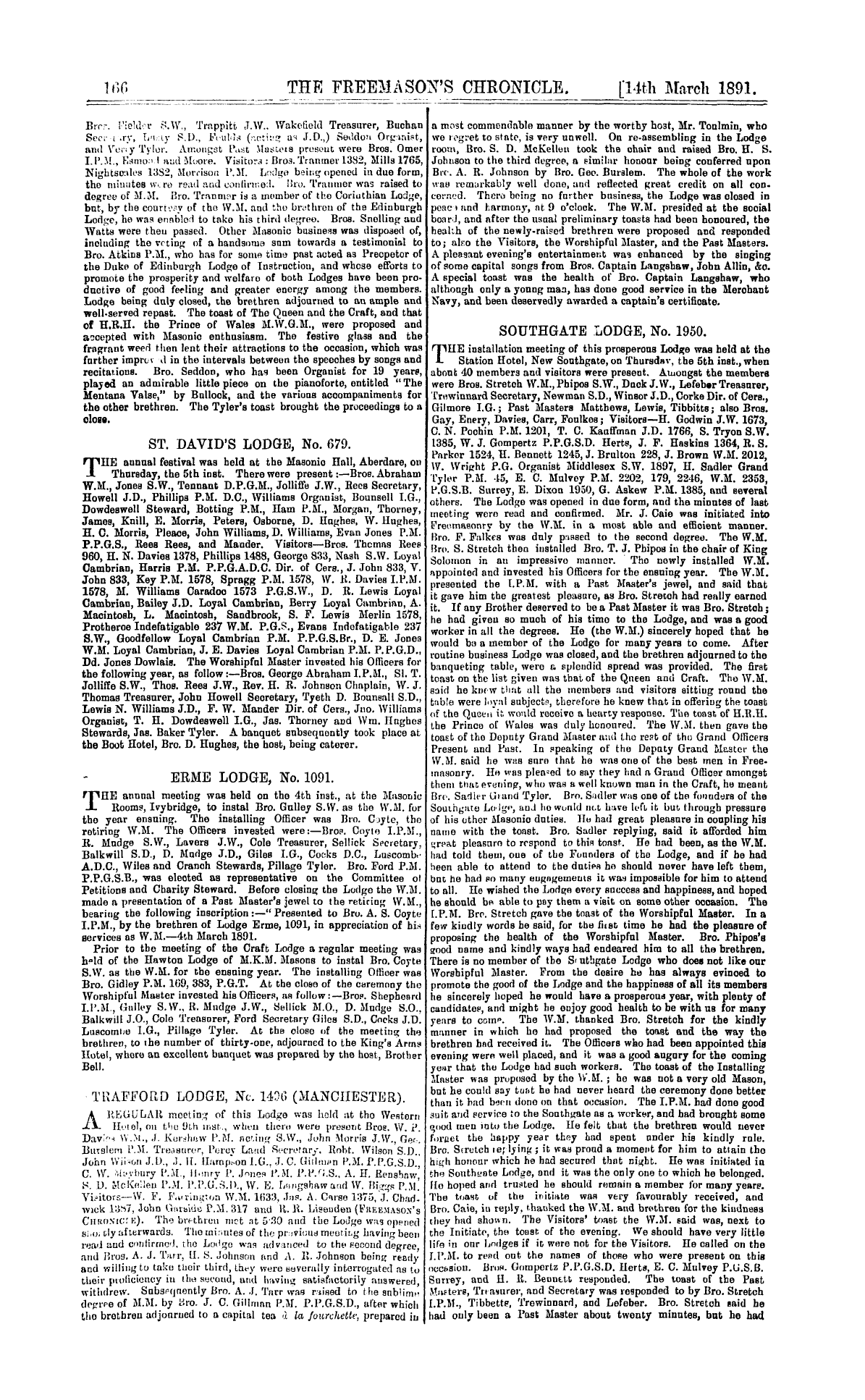 The Freemason's Chronicle: 1891-03-14 - Ar00503