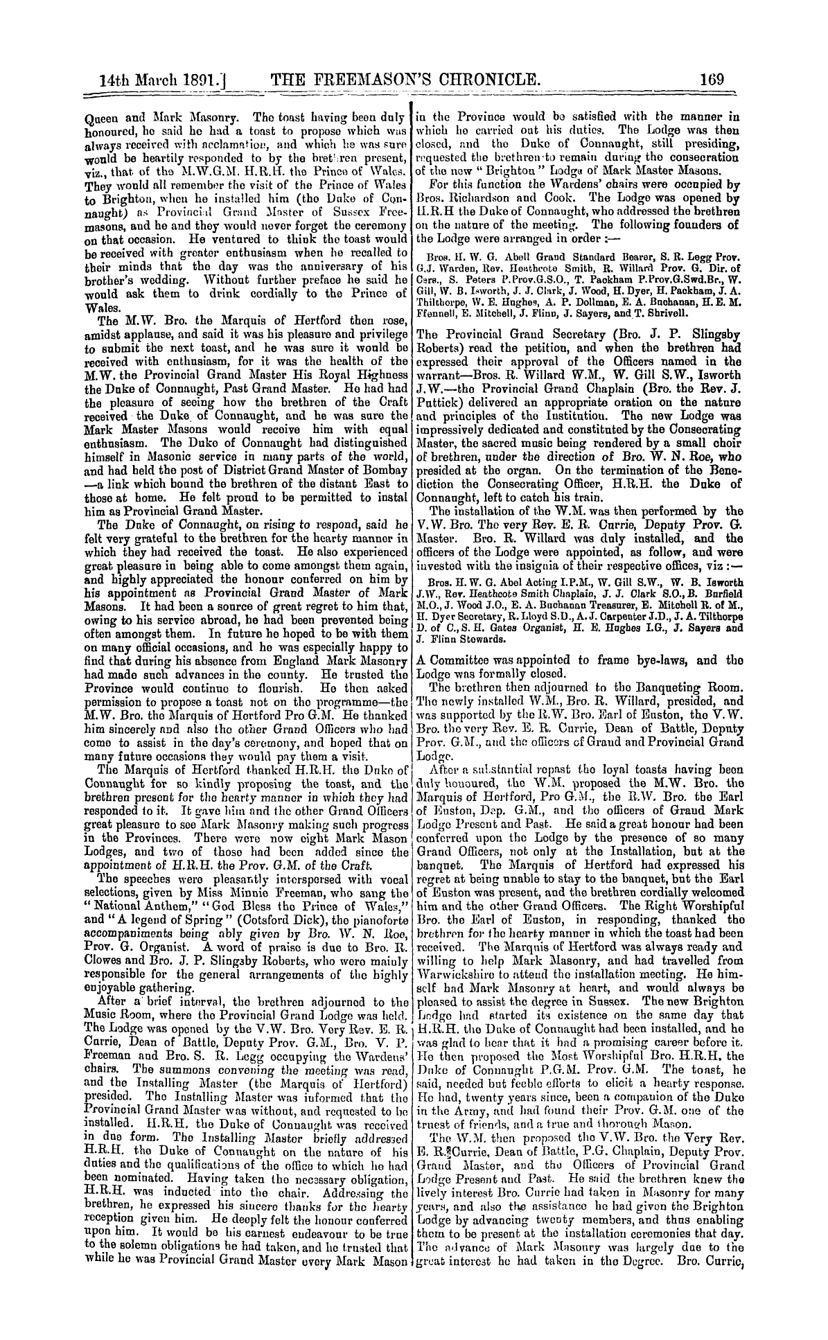 The Freemason's Chronicle: 1891-03-14 - Mark Masonry.