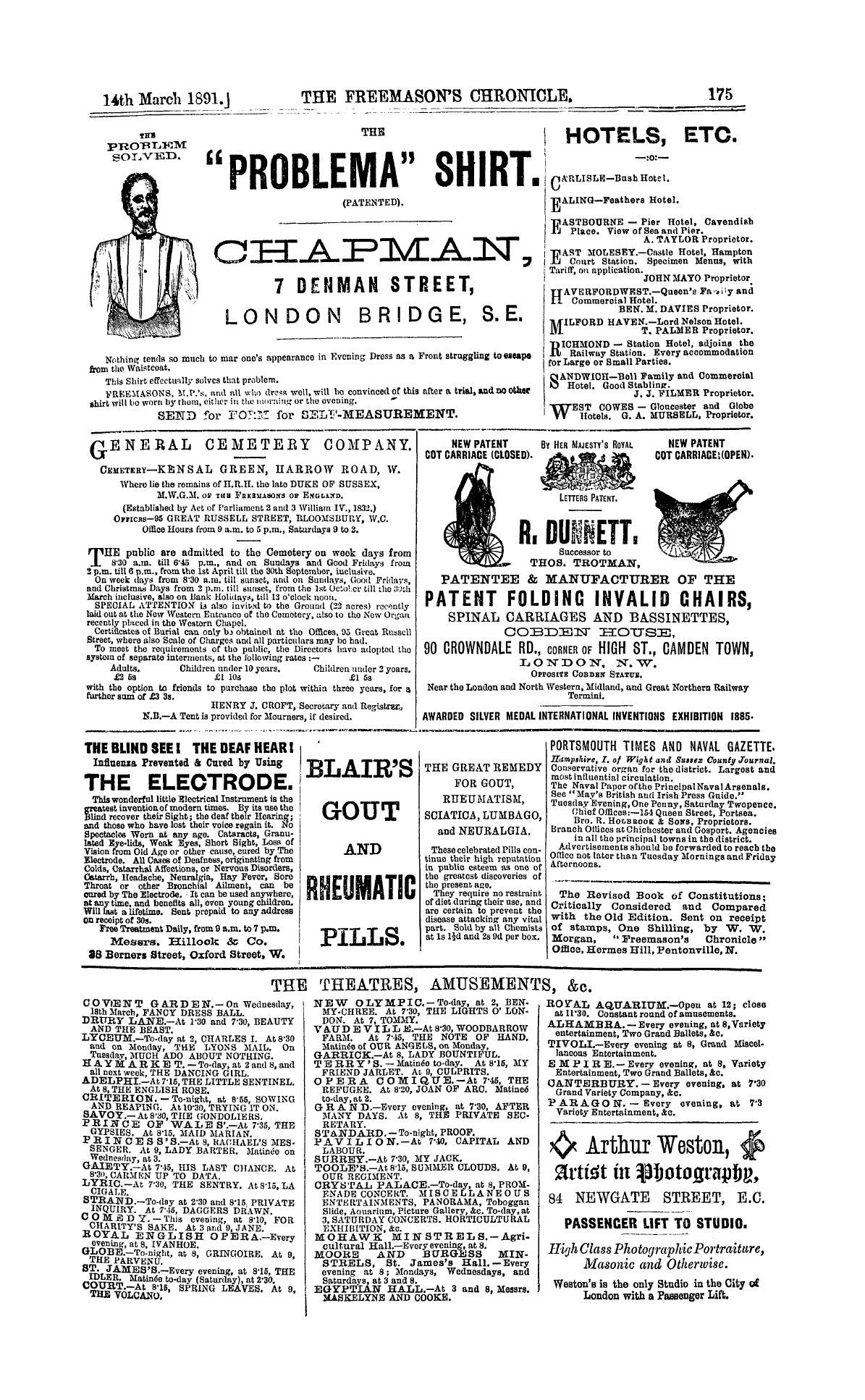 The Freemason's Chronicle: 1891-03-14 - The Theatres, Amusements, &C.