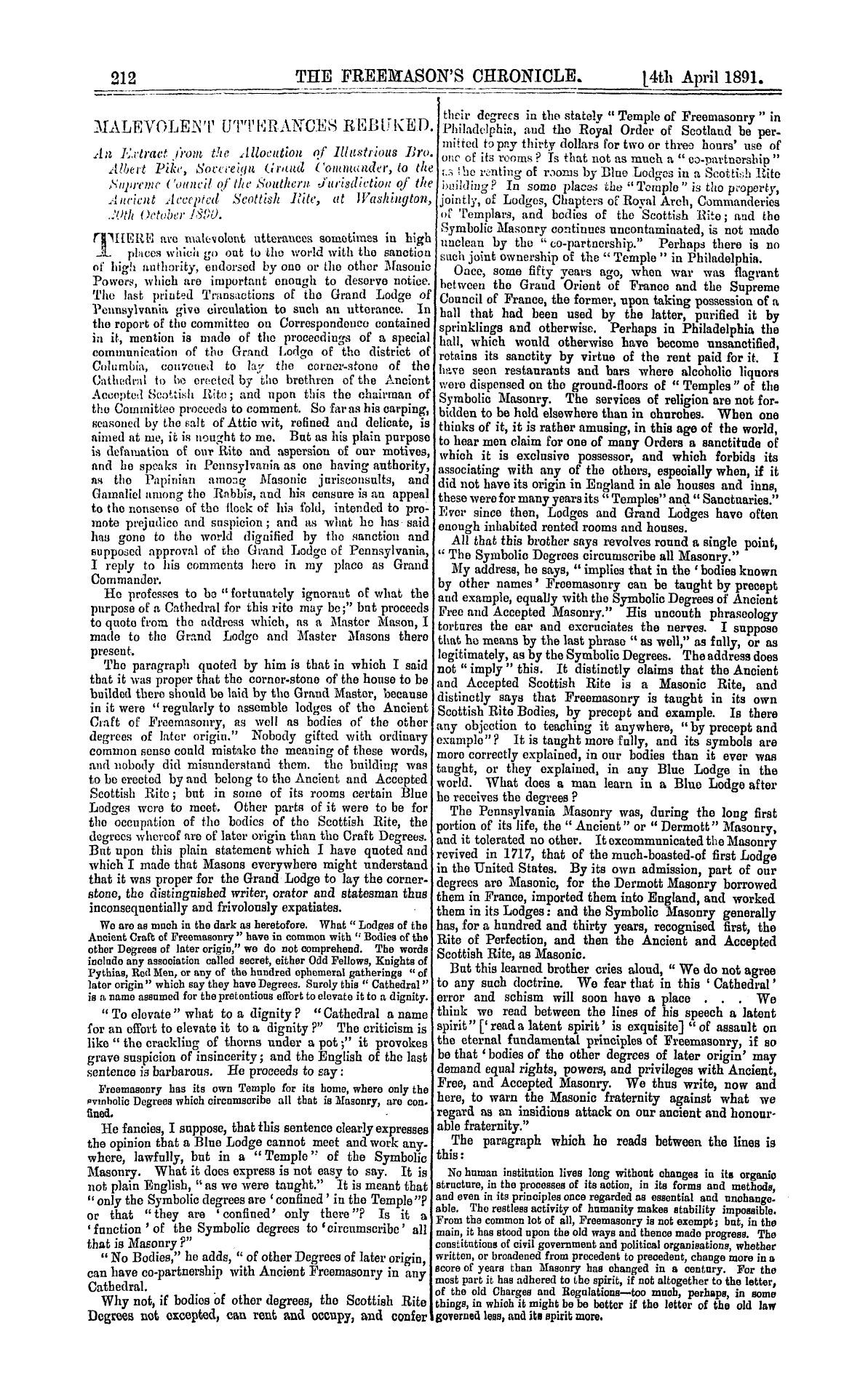The Freemason's Chronicle: 1891-04-04: 4