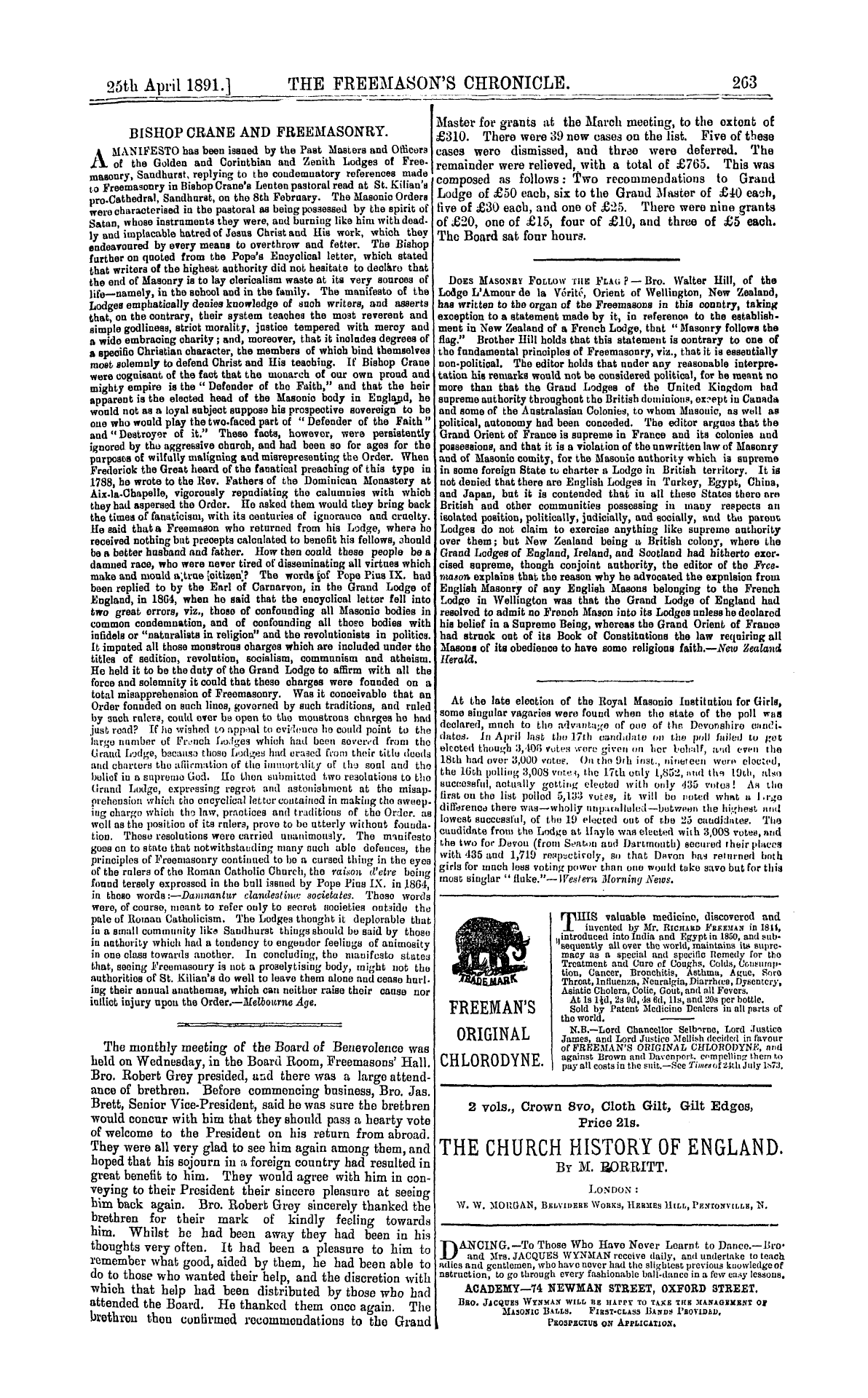 The Freemason's Chronicle: 1891-04-25 - Ad00703