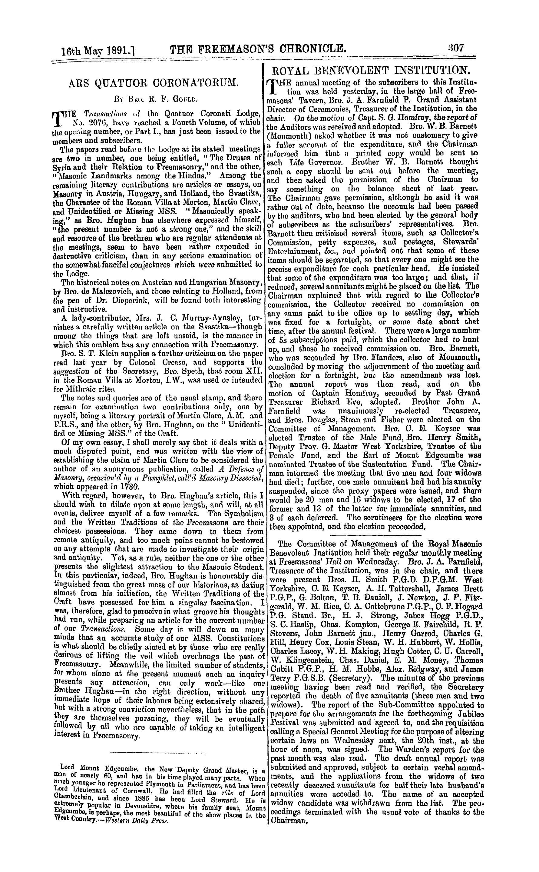 The Freemason's Chronicle: 1891-05-16: 3