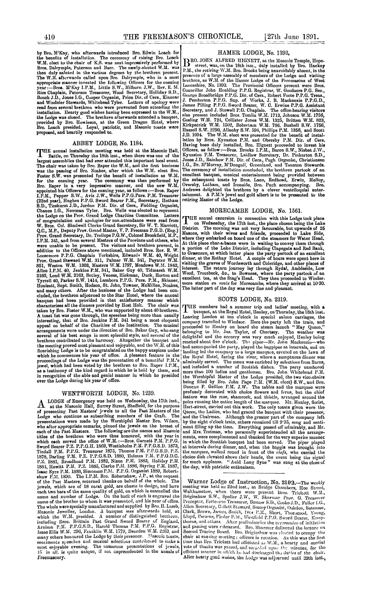 The Freemason's Chronicle: 1891-06-27: 10