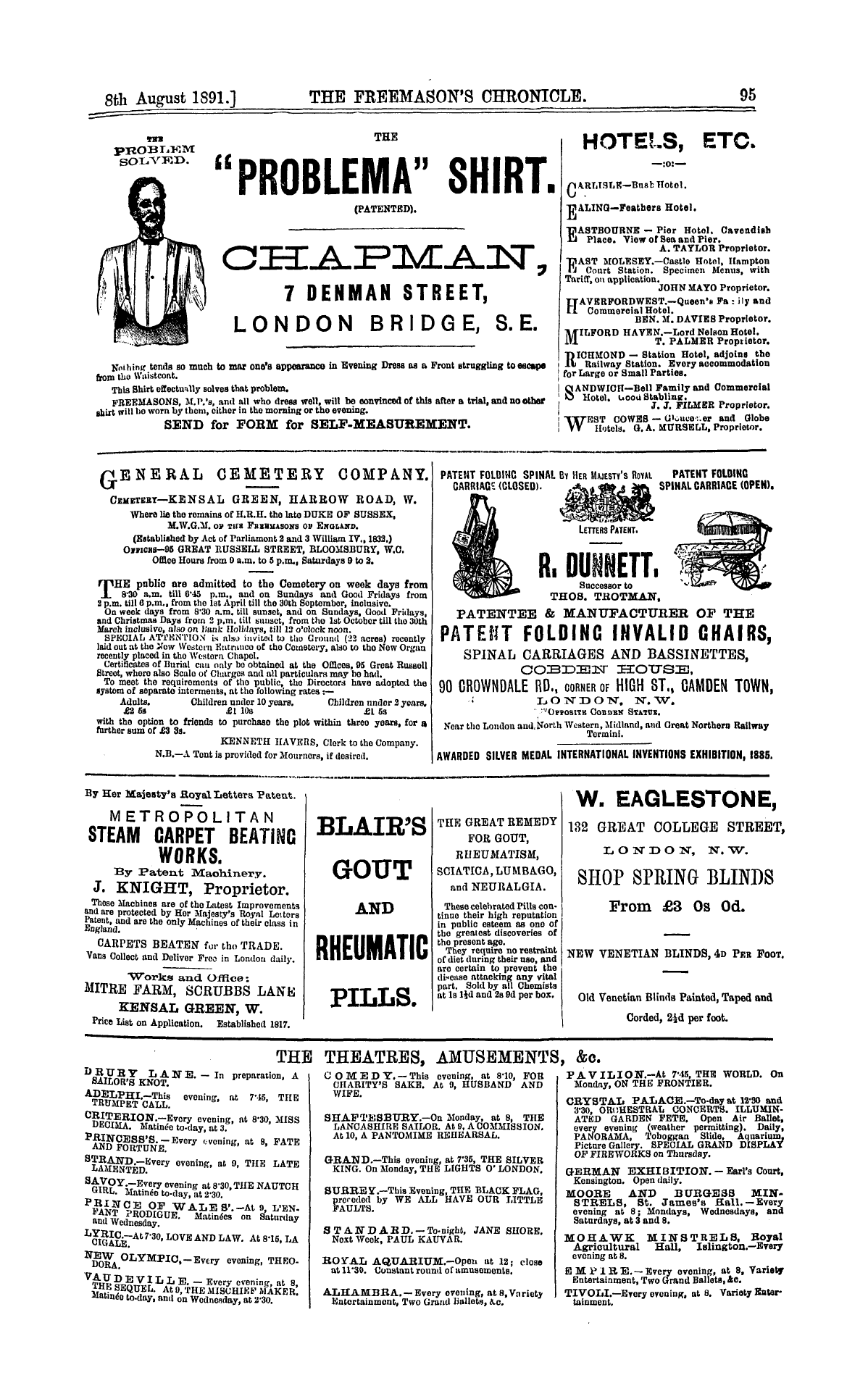 The Freemason's Chronicle: 1891-08-08 - Ad01504