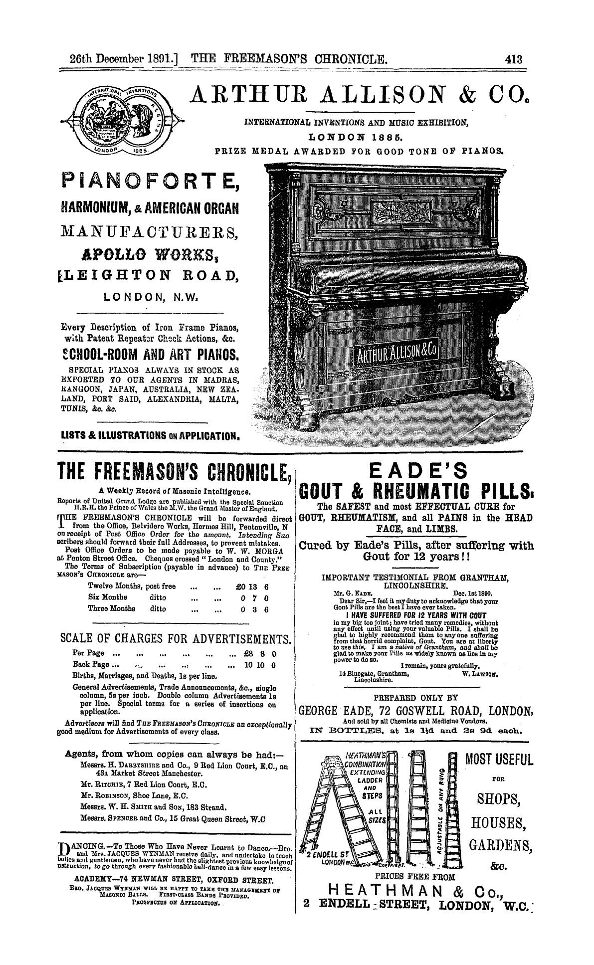 The Freemason's Chronicle: 1891-12-26 - Ad01302