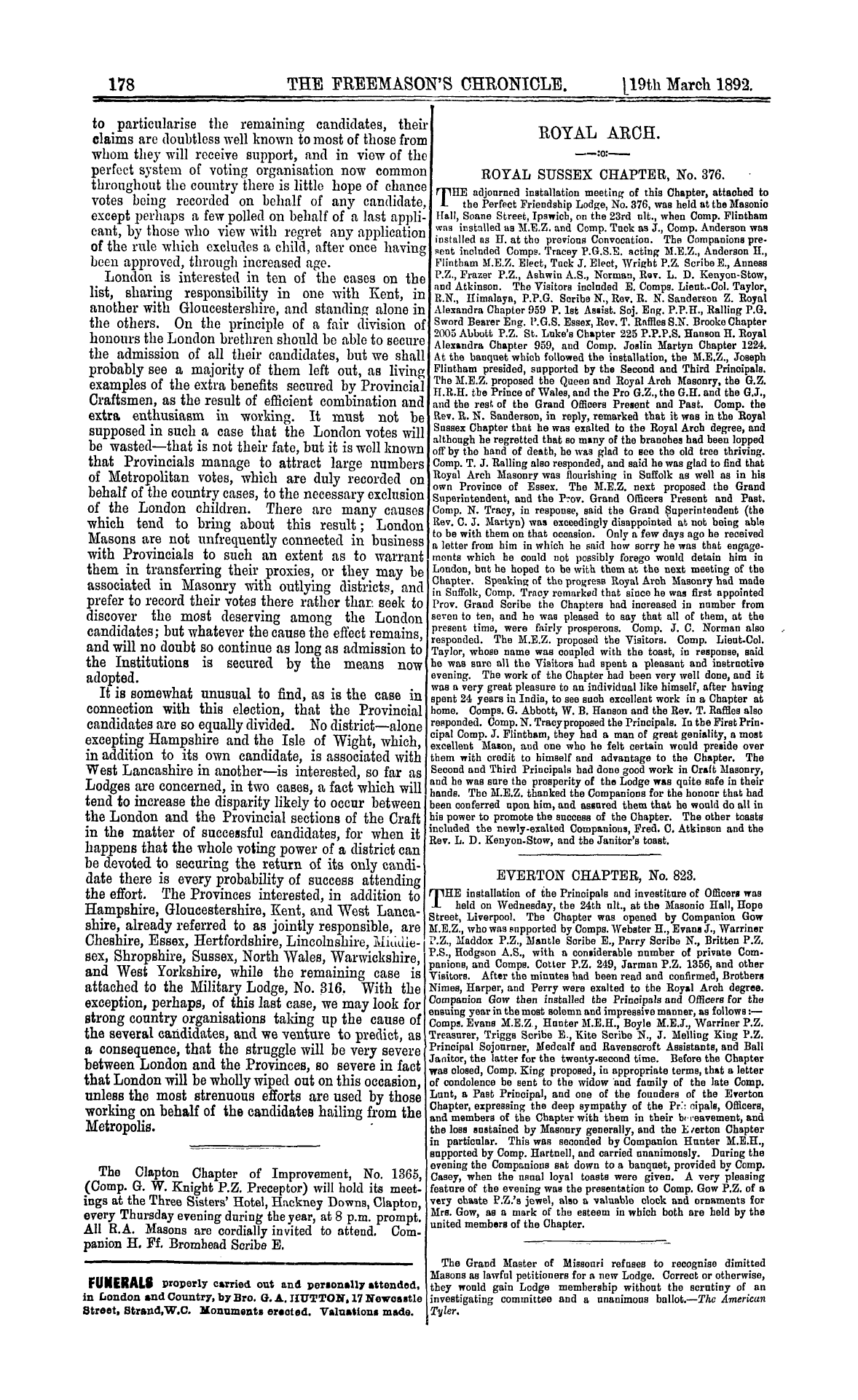 The Freemason's Chronicle: 1892-03-19 - Royal Arch.