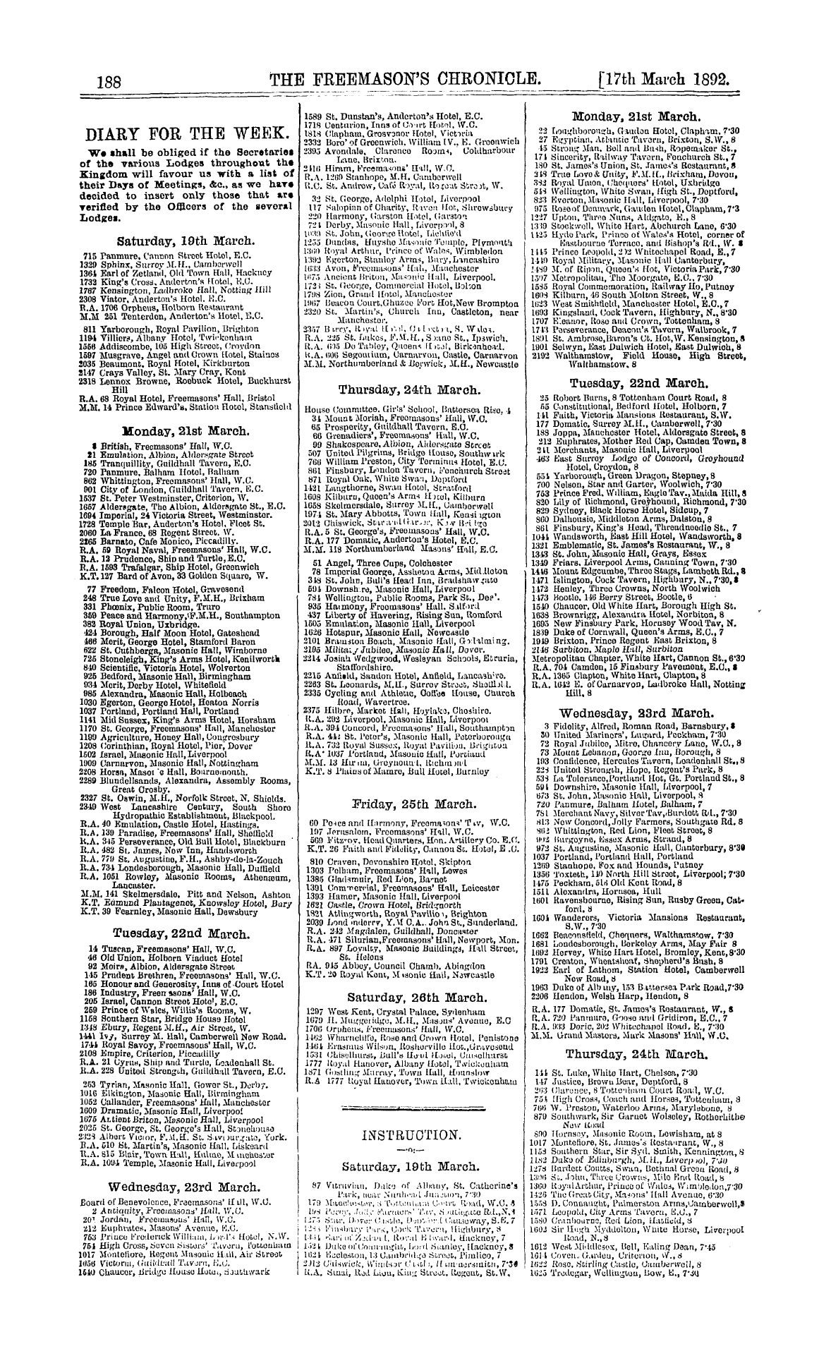 The Freemason's Chronicle: 1892-03-19: 12