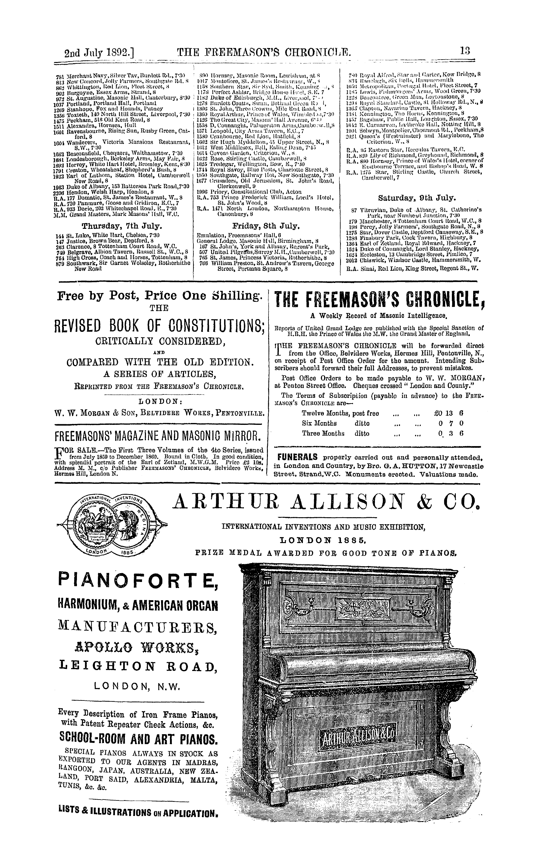The Freemason's Chronicle: 1892-07-02 - Instruction.
