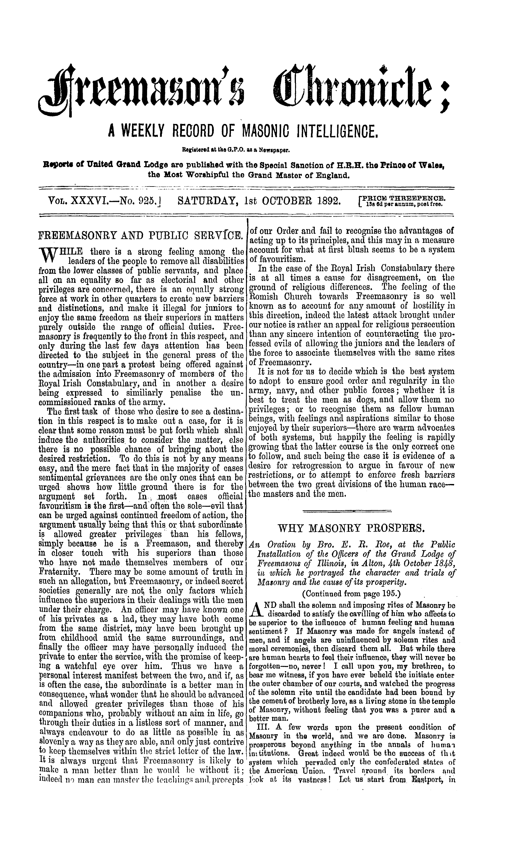 The Freemason's Chronicle