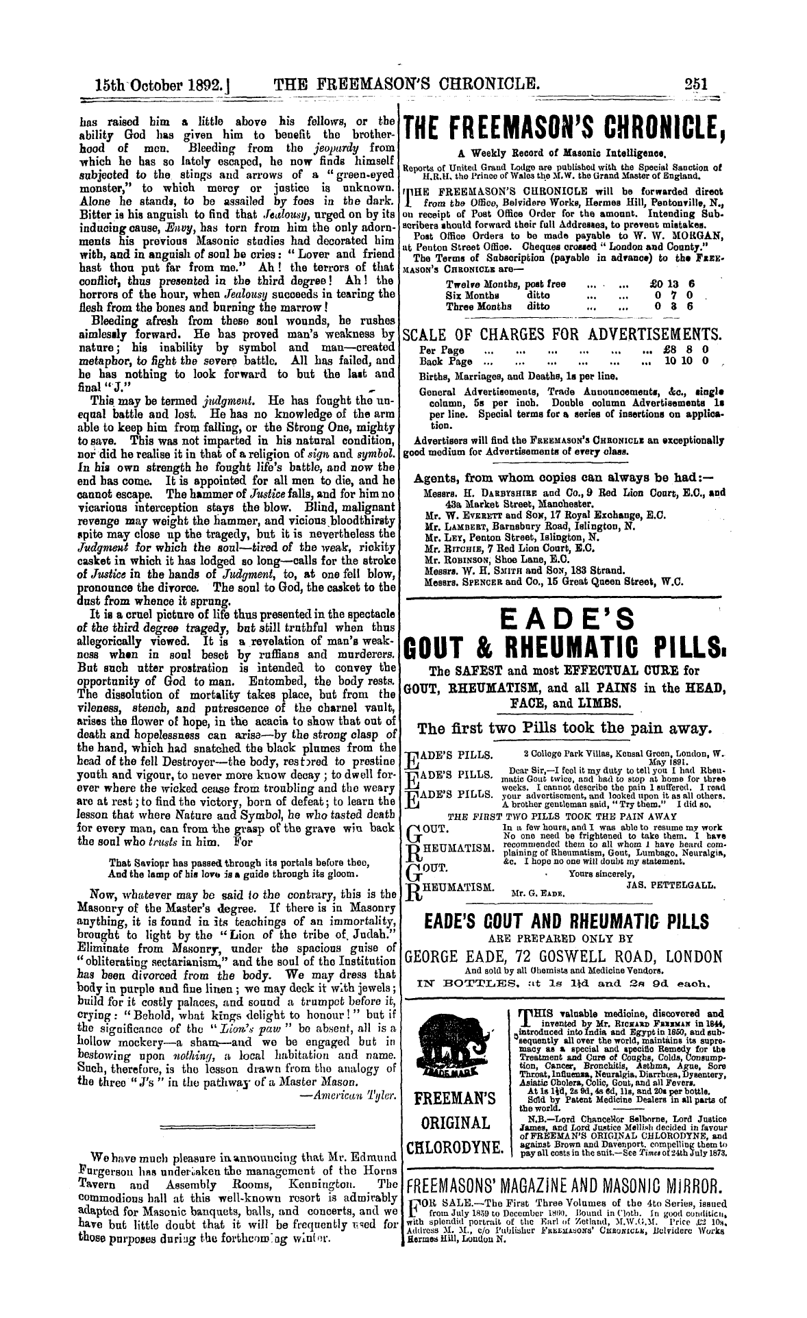 The Freemason's Chronicle: 1892-10-15 - J • J • J. A Meditation On A Master Mason's Journey.