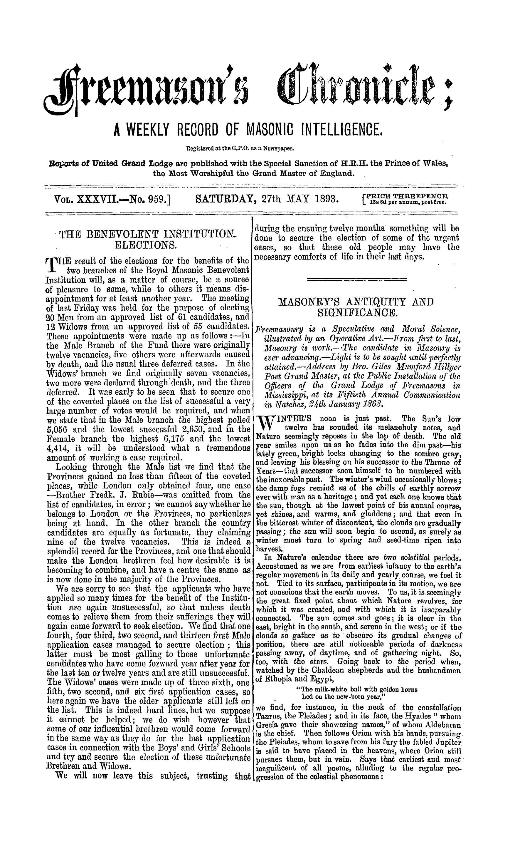 The Freemason's Chronicle