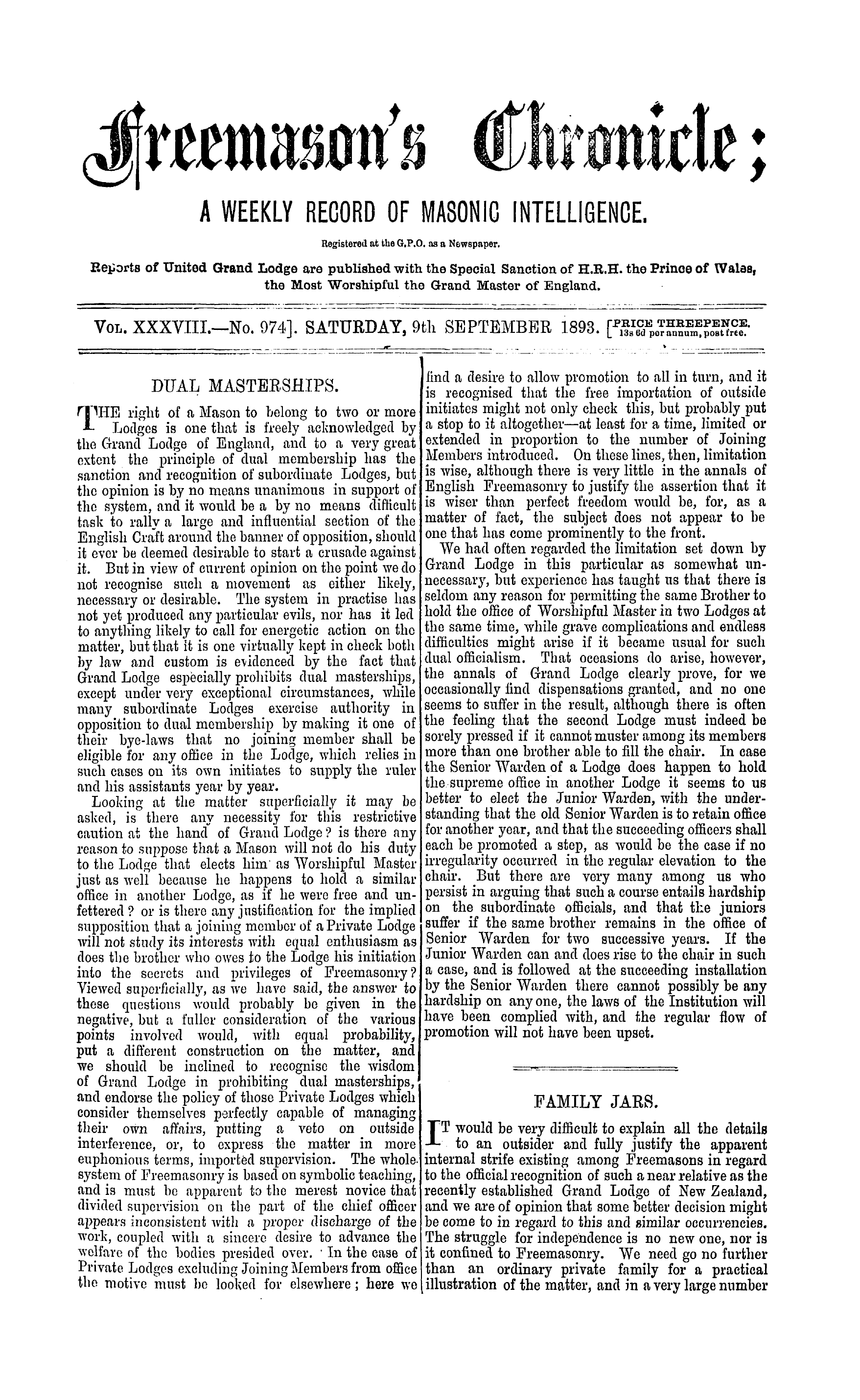 The Freemason's Chronicle