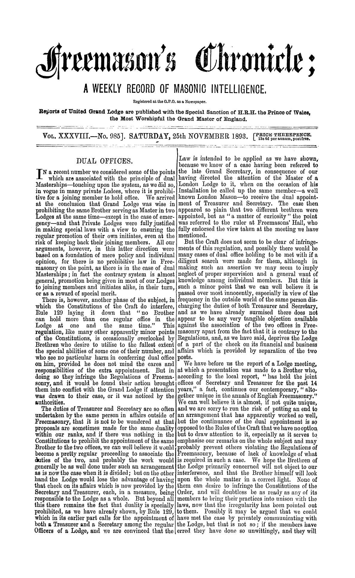 The Freemason's Chronicle