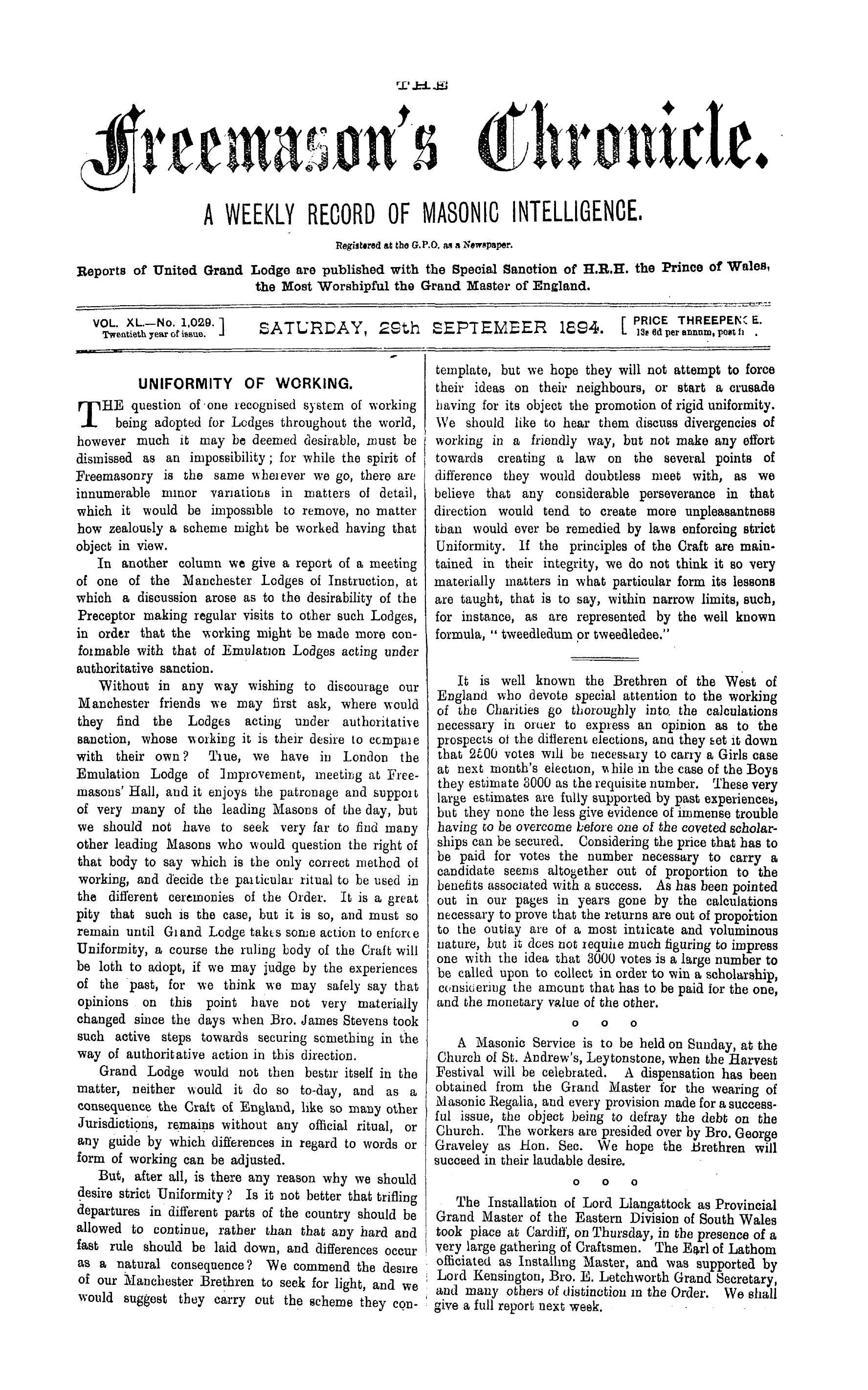 The Freemason's Chronicle