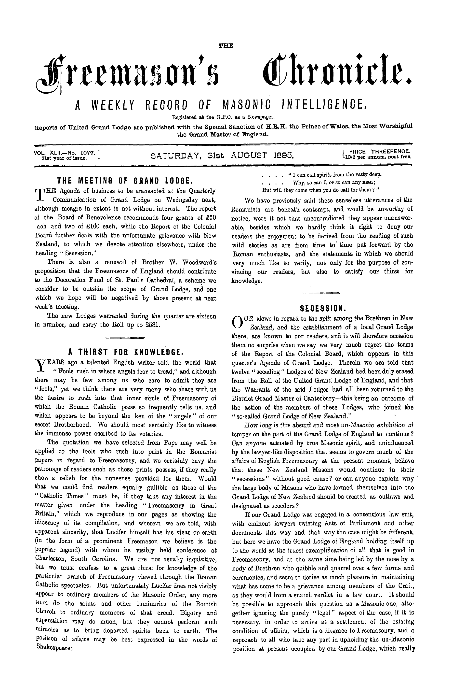 The Freemason's Chronicle