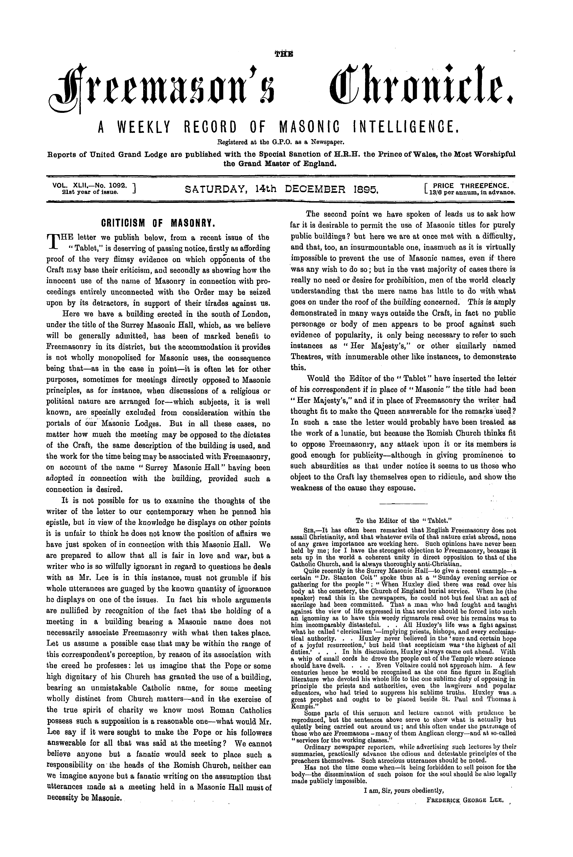 The Freemason's Chronicle