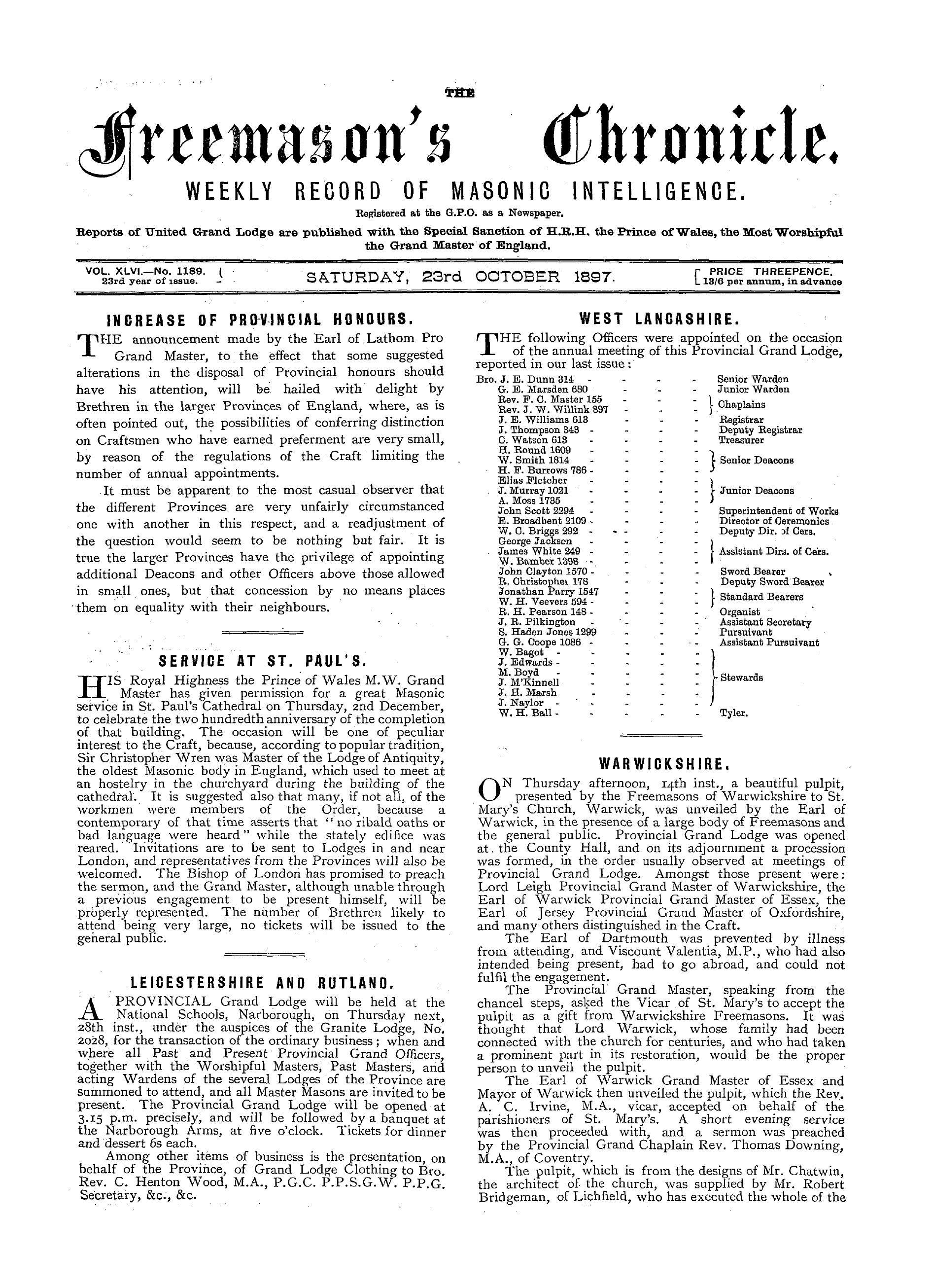 The Freemason's Chronicle
