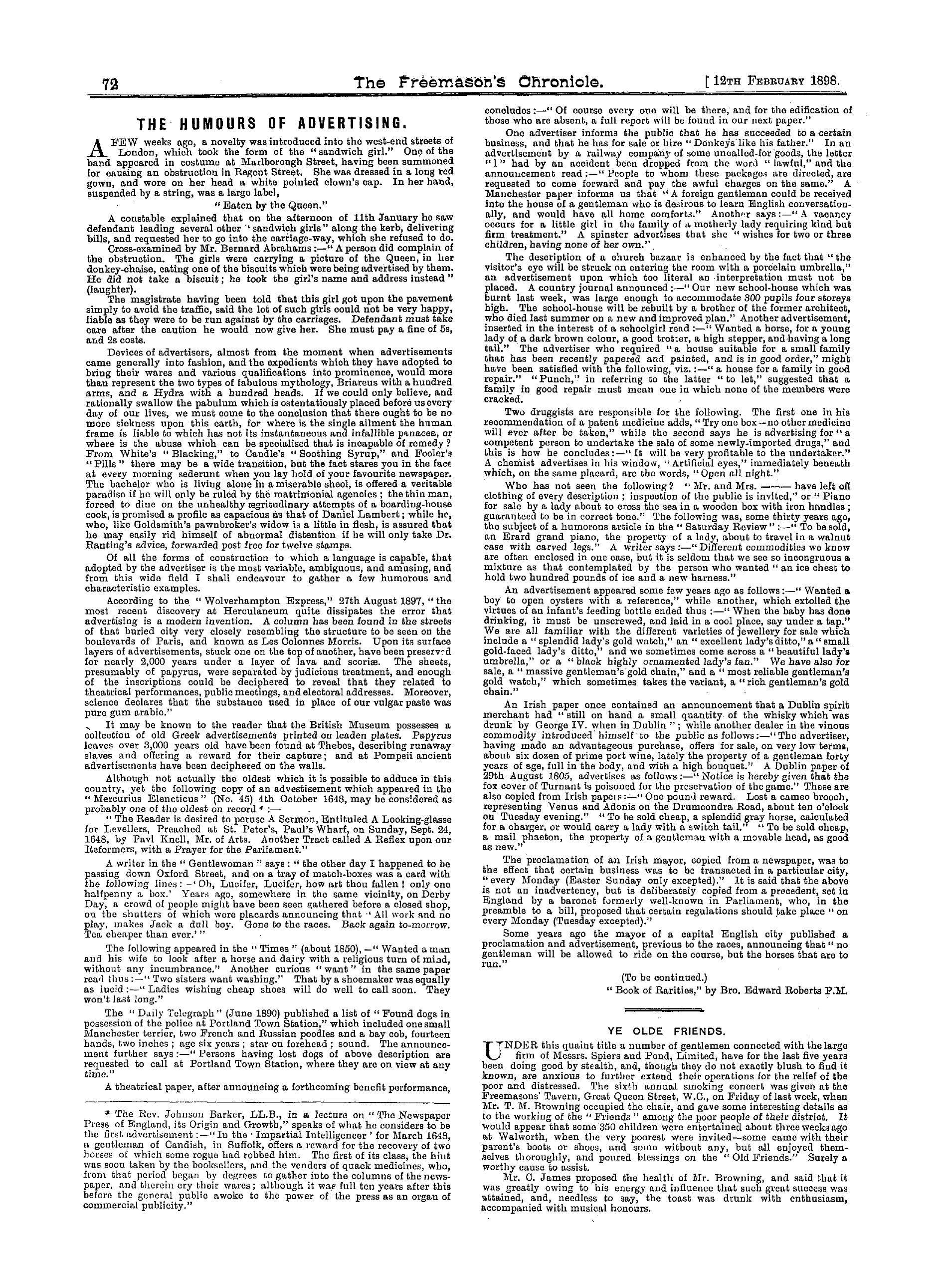 The Freemason's Chronicle: 1898-02-12: 4
