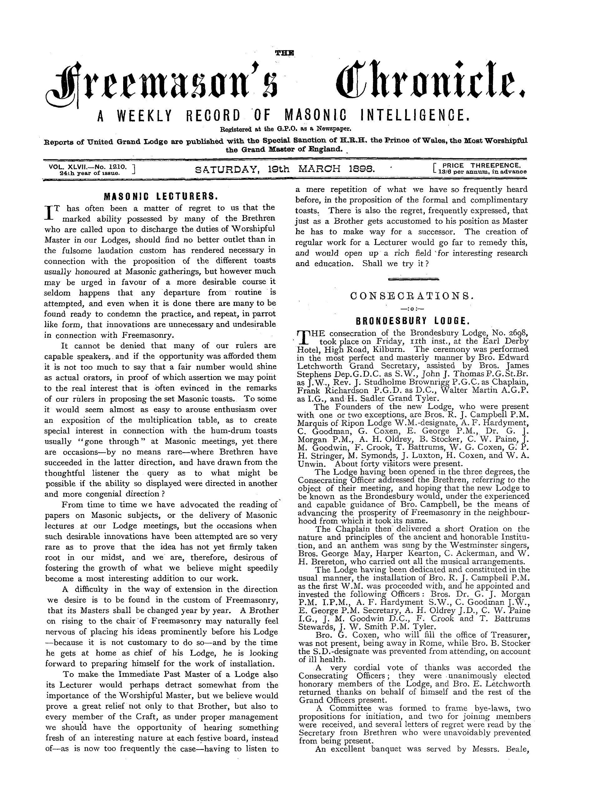 The Freemason's Chronicle