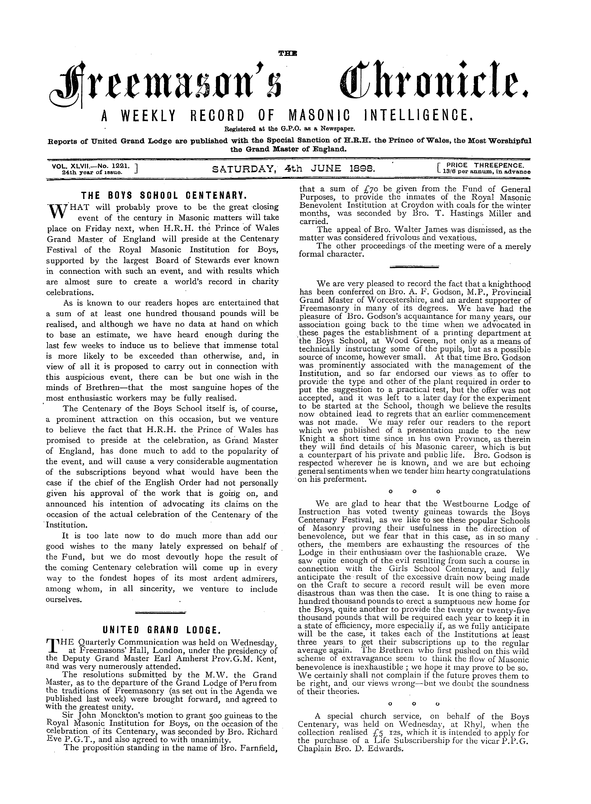 The Freemason's Chronicle