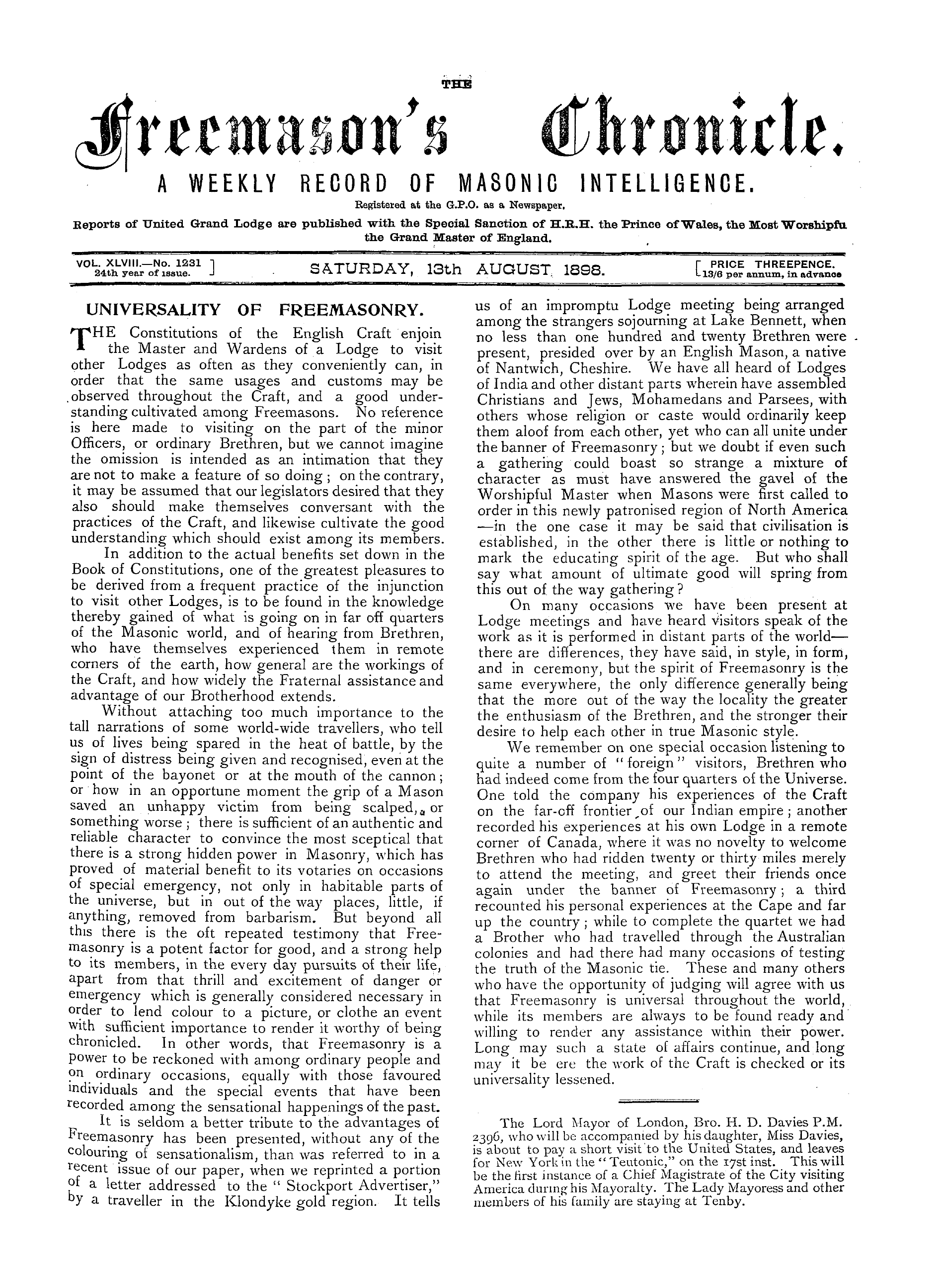 The Freemason's Chronicle