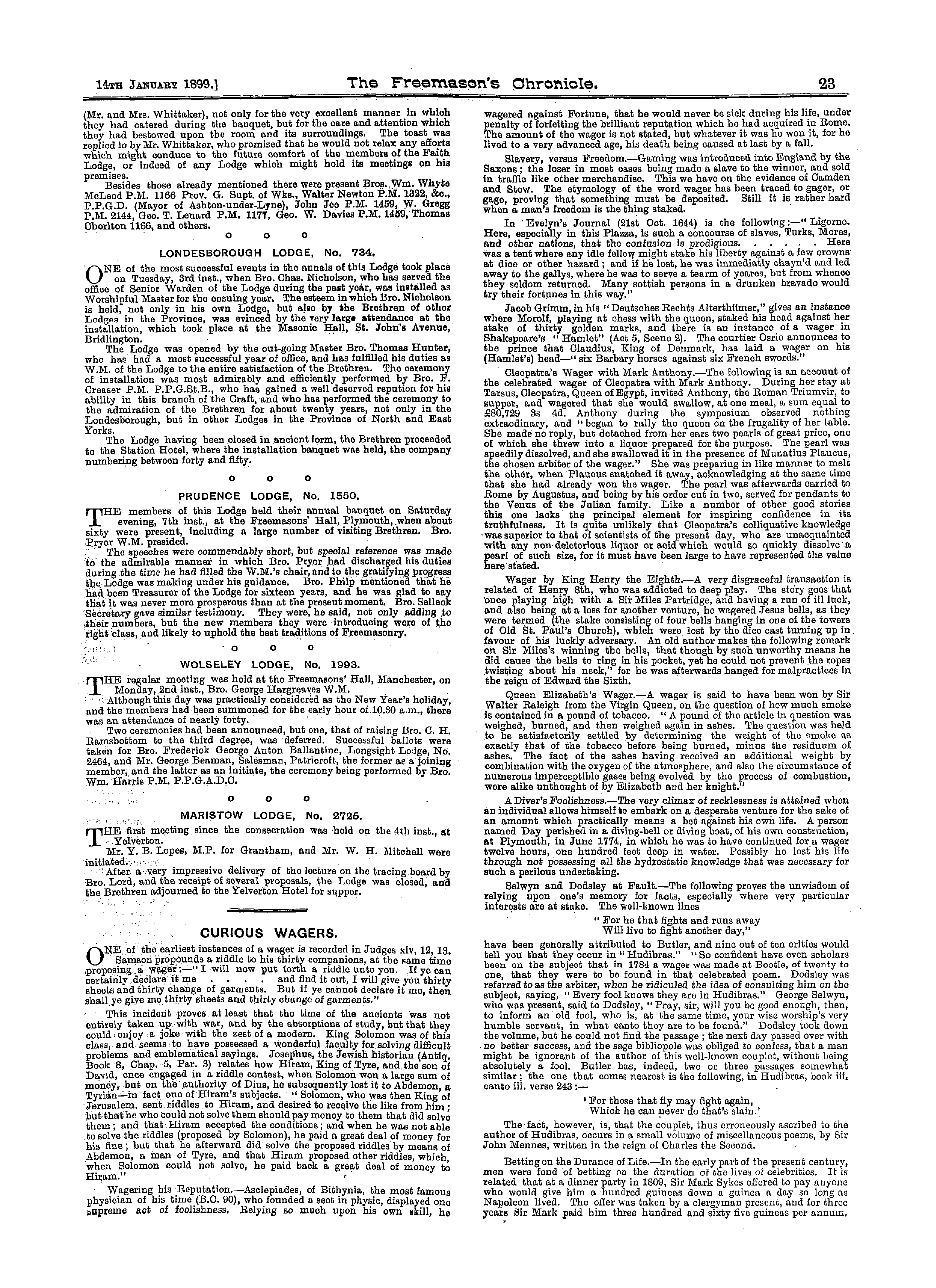 The Freemason's Chronicle: 1899-01-14: 11