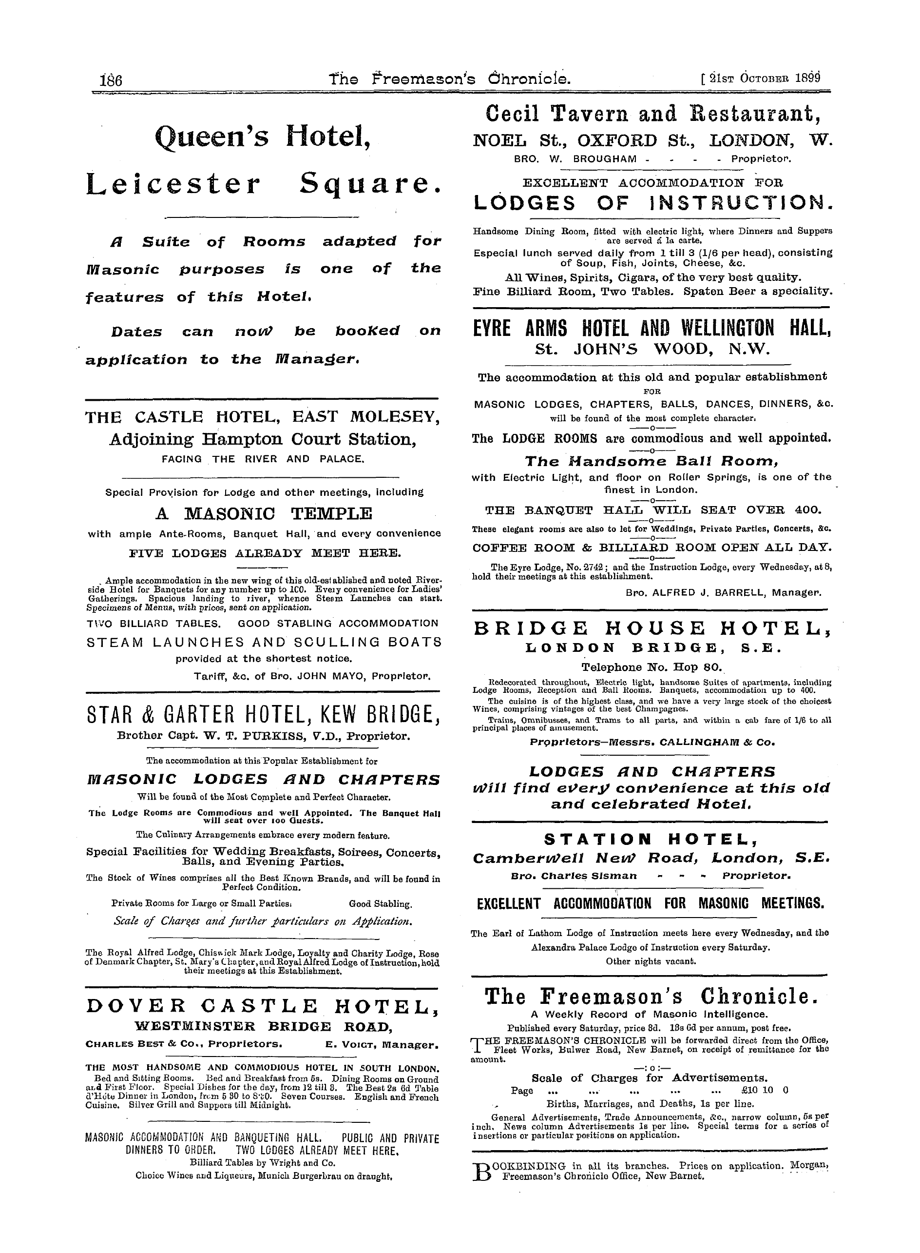 The Freemason's Chronicle: 1899-10-21 - Ad00602