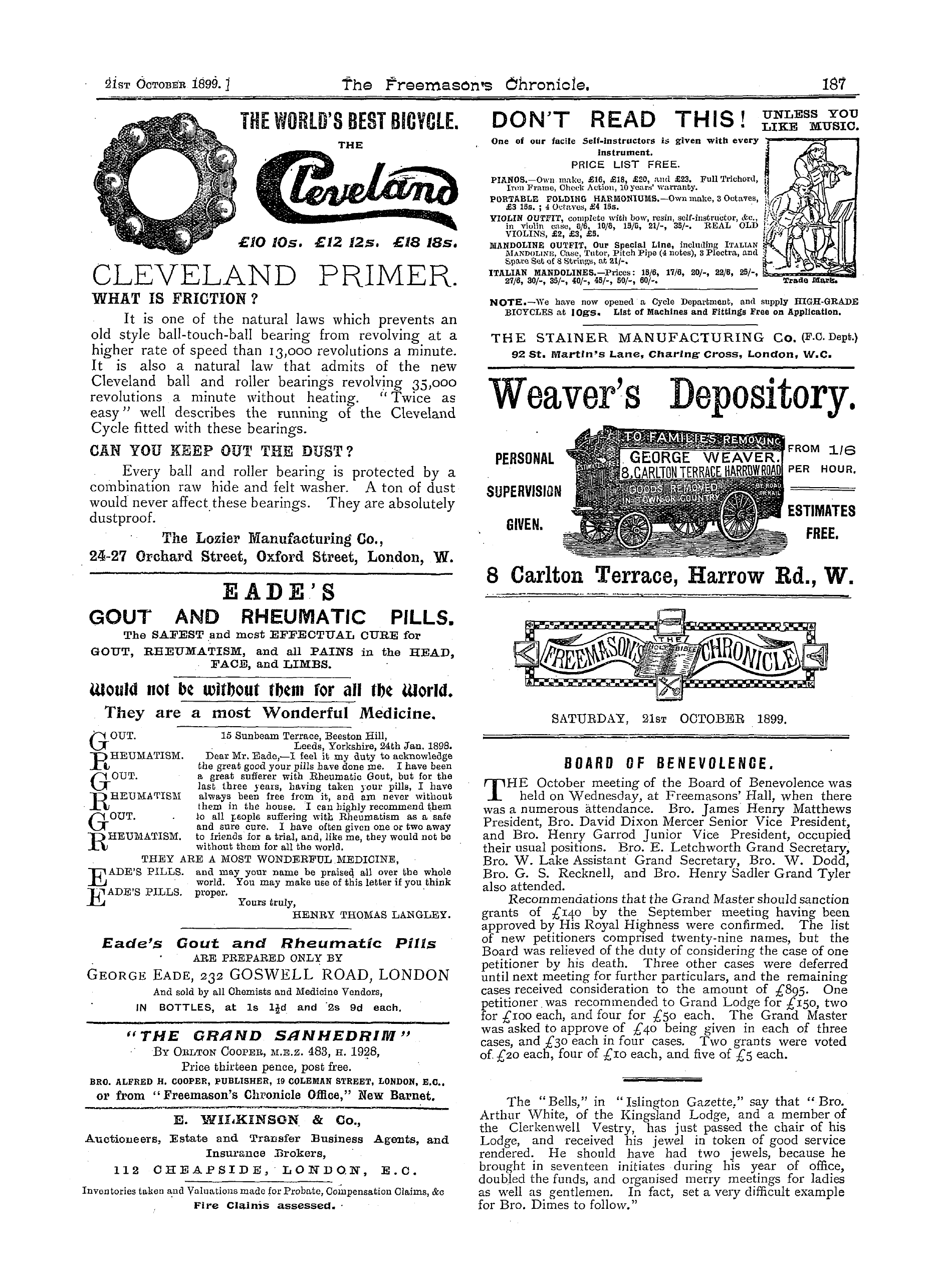 The Freemason's Chronicle: 1899-10-21 - Ar00705