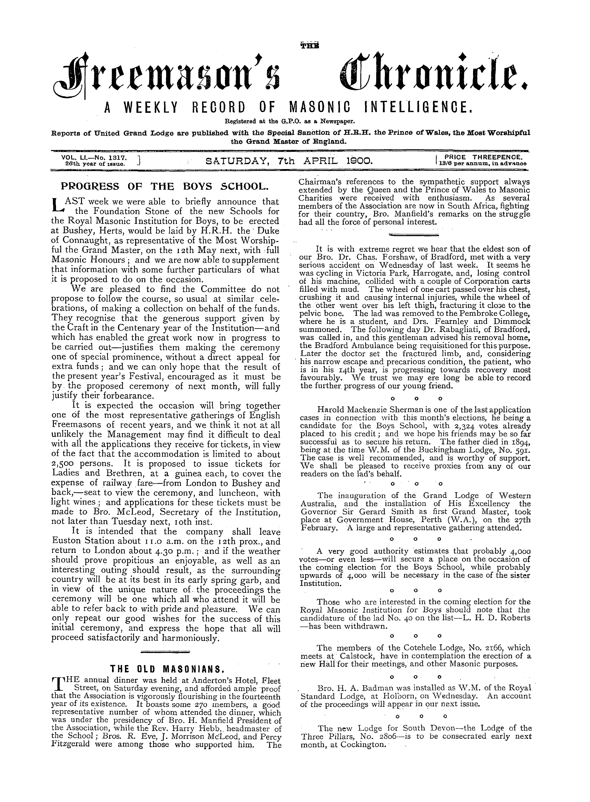 The Freemason's Chronicle: 1900-04-07: 1