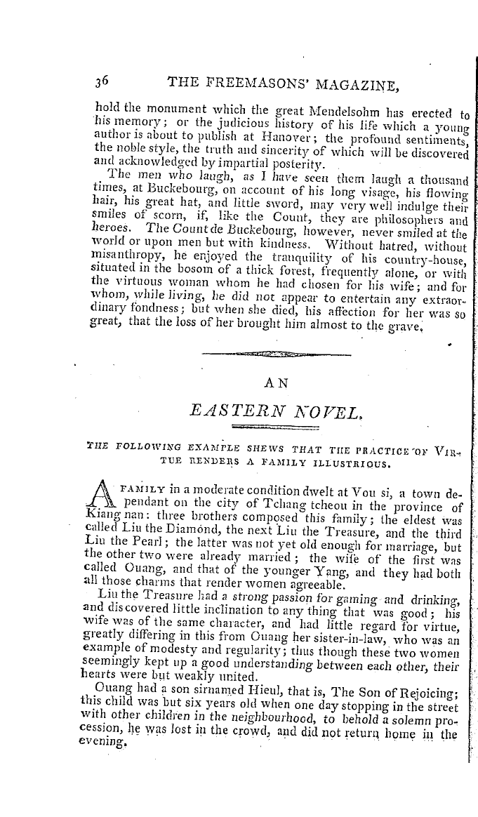 The Freemasons' Magazine: 1793-06-01 - An Eastern Novel.