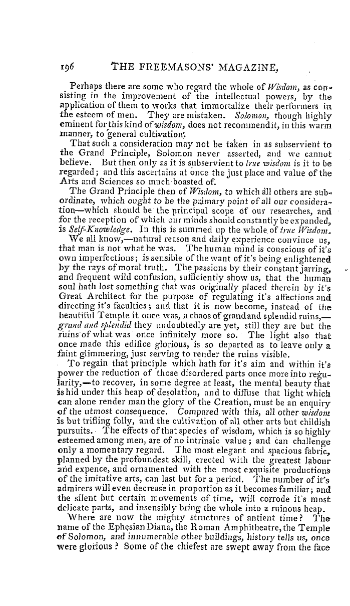 The Freemasons' Magazine: 1793-08-01 - A Charge Delivered To The Faithful Lodge, No. 499,