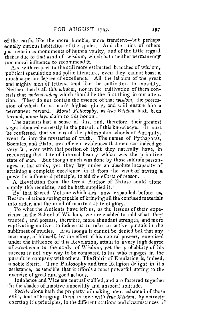 The Freemasons' Magazine: 1793-08-01 - A Charge Delivered To The Faithful Lodge, No. 499,