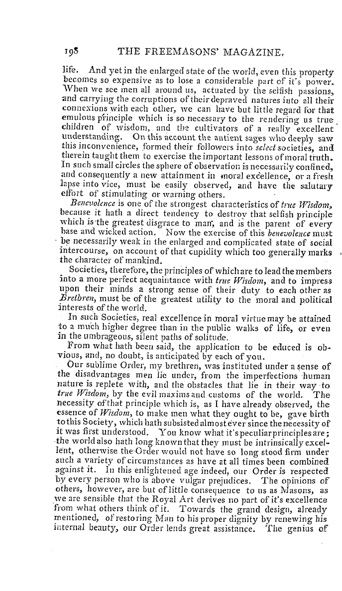 The Freemasons' Magazine: 1793-08-01 - A Charge Delivered To The Faithful Lodge, No. 499,