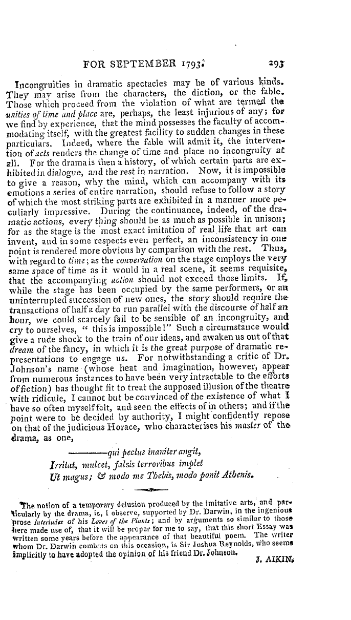 The Freemasons' Magazine: 1793-09-01 - On The Impression Of Reality Attending Dramatic Representations.