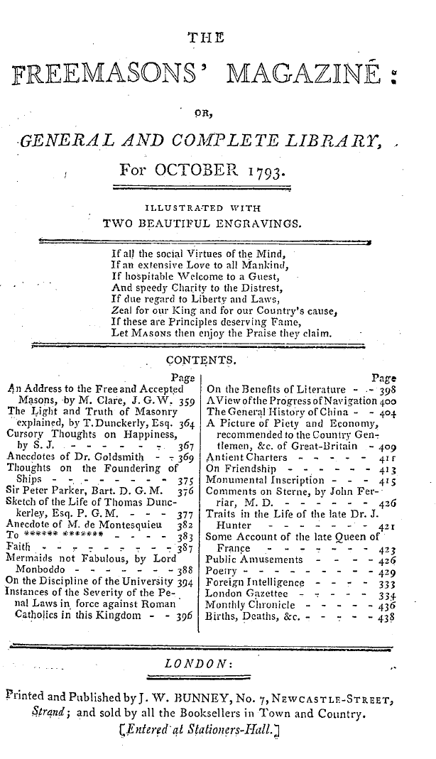 The Freemasons' Magazine: 1793-10-01: 1