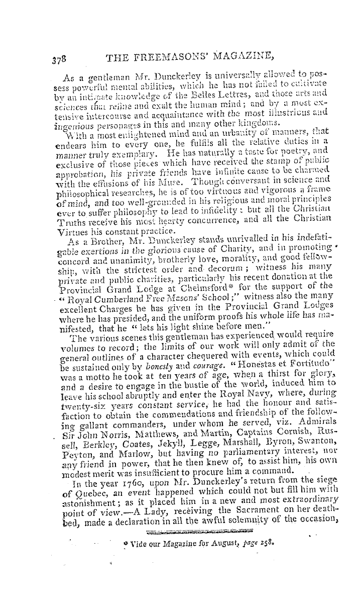 The Freemasons' Magazine: 1793-10-01 - Sketch Of The Life Of Thomas Dunckerley, Esq. P.G.M.