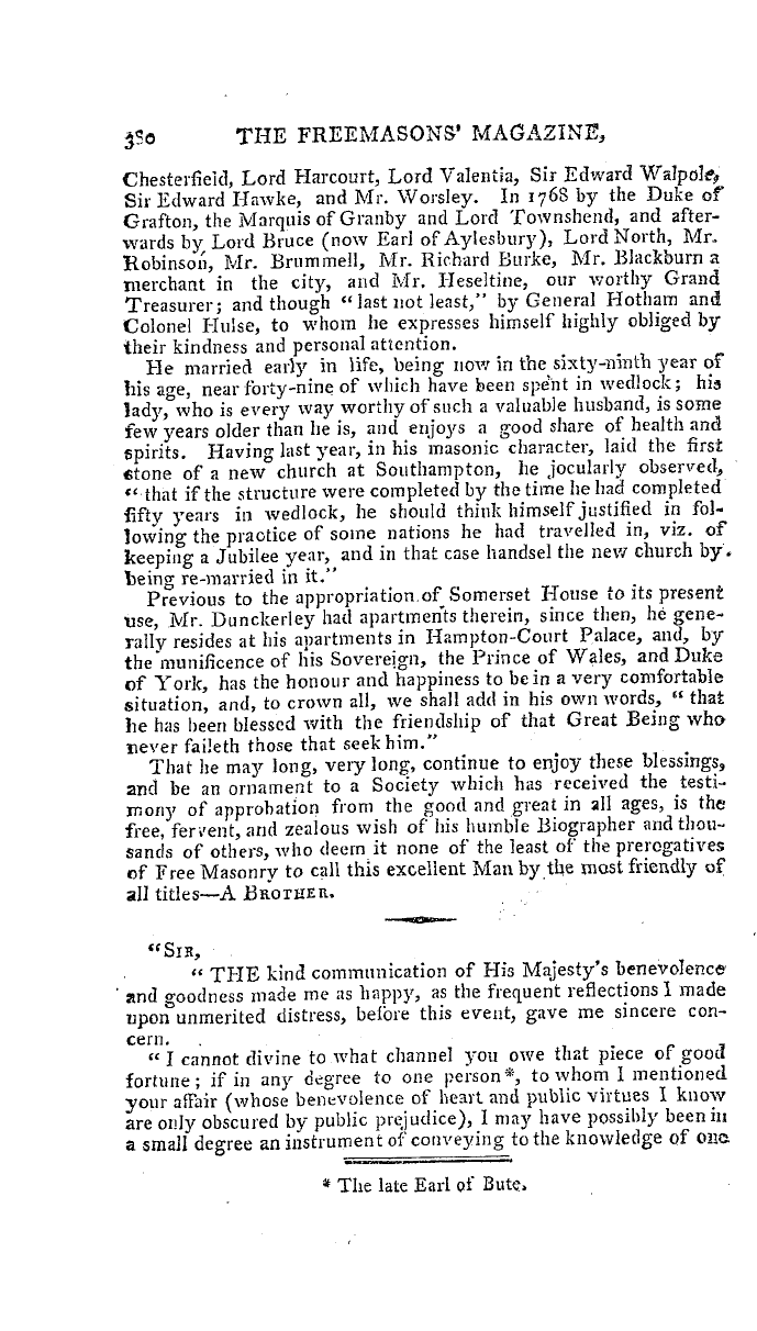 The Freemasons' Magazine: 1793-10-01 - Sketch Of The Life Of Thomas Dunckerley, Esq. P.G.M.