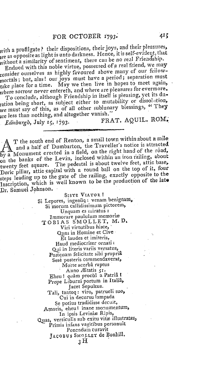 The Freemasons' Magazine: 1793-10-01 - On Friendship.