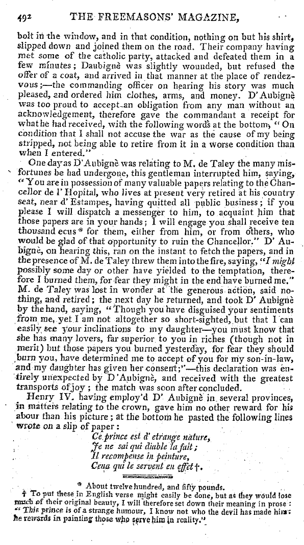 The Freemasons' Magazine: 1793-11-01 - Private Anecdotes Of Illustrious French Characters.