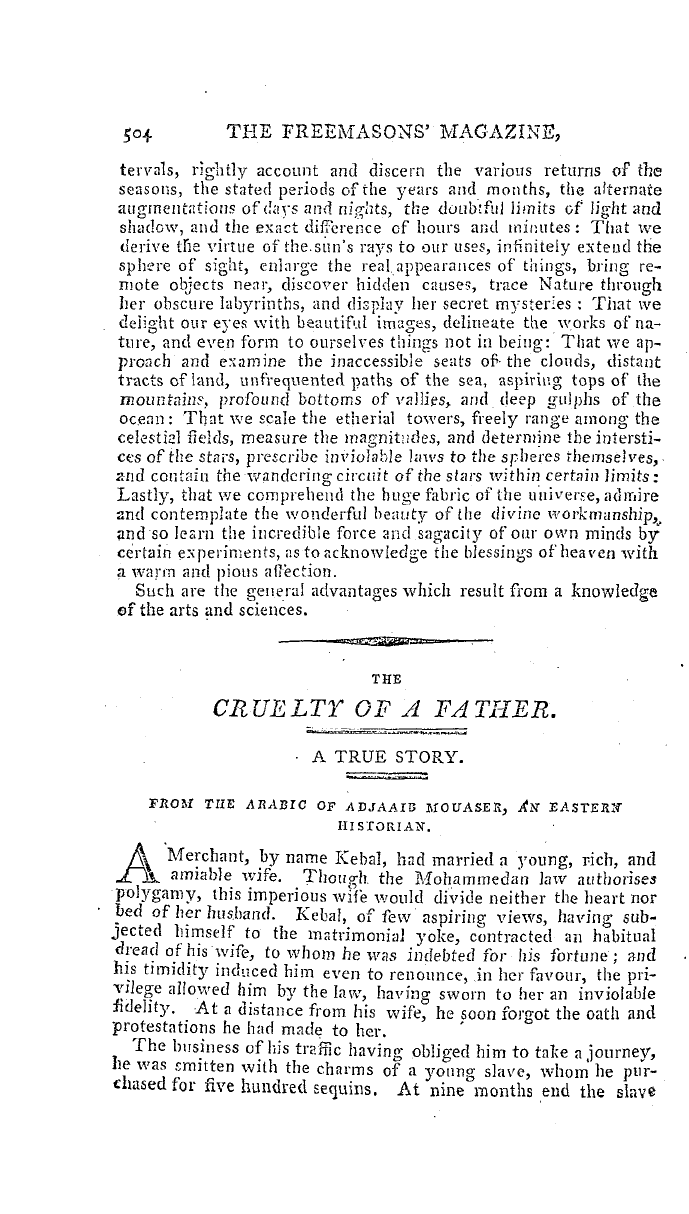 The Freemasons' Magazine: 1793-11-01 - On The Study Of The Arts And Sciences.