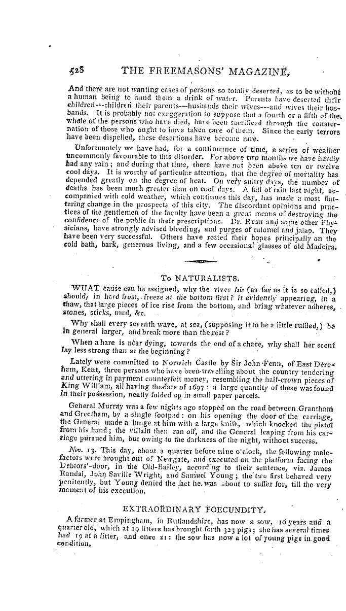 The Freemasons' Magazine: 1793-11-01 - Monthly Chronicle.