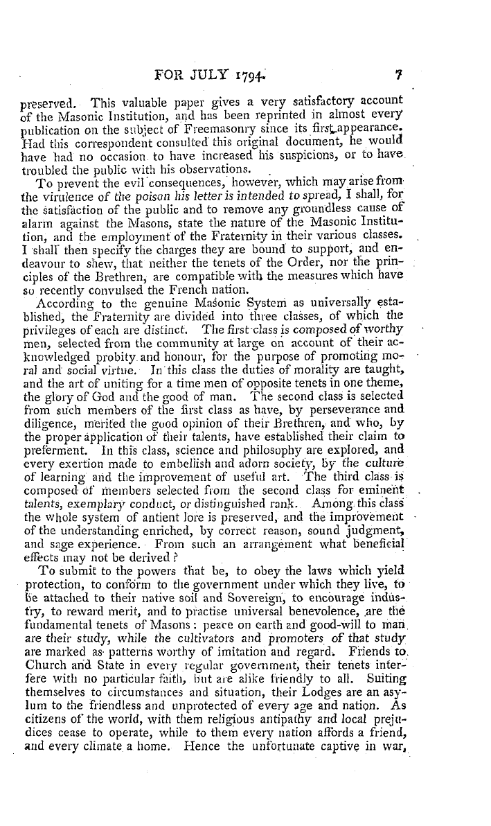 The Freemasons' Magazine: 1794-07-01 - The Freemasons' Magazine, Or General And Complete Library.