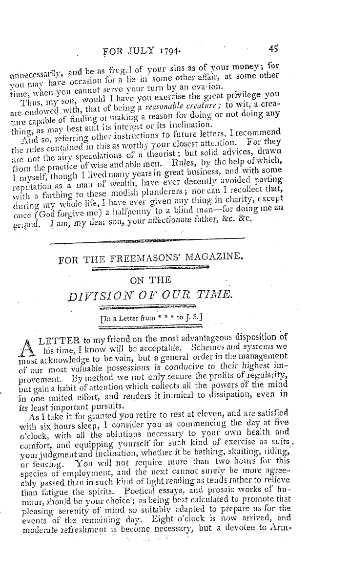 The Freemasons' Magazine: 1794-07-01 - To The Editor Of The Freemasons' Magazine.