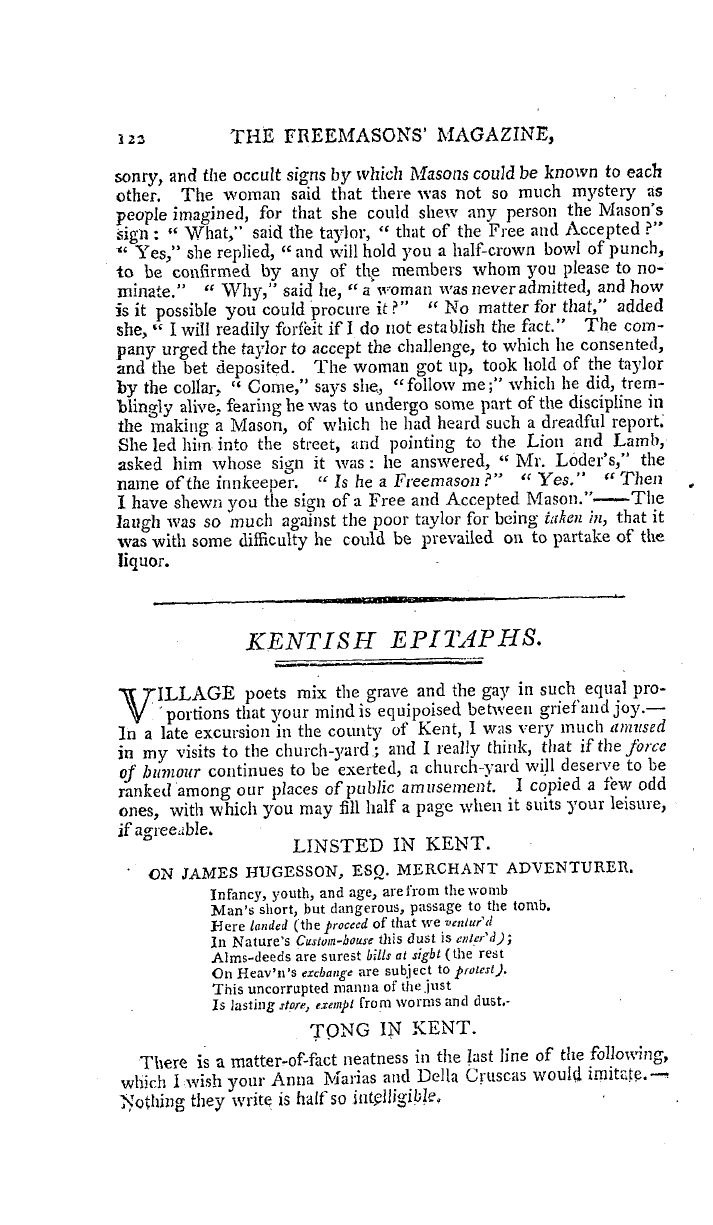 The Freemasons' Magazine: 1794-08-01 - Whimsical Anecdote.