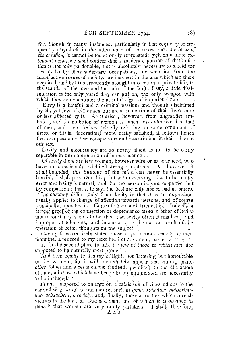 The Freemasons' Magazine: 1794-09-01 - Of The Influence Of The Female Character On The Manners Of Men.