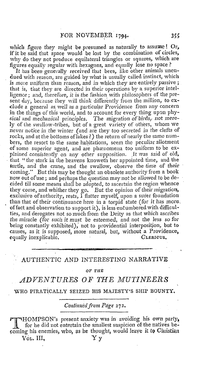 The Freemasons' Magazine: 1794-11-01 - Authentic And Interesting Narrative Of The Adventures Of The Mutineers