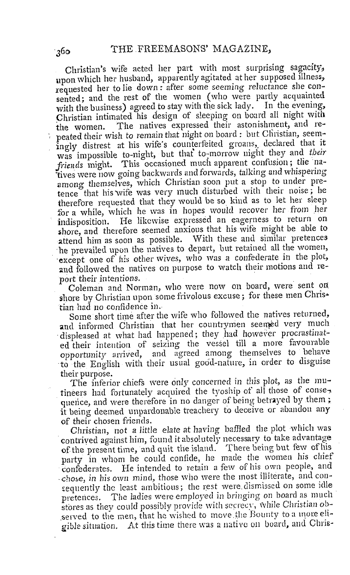 The Freemasons' Magazine: 1794-11-01 - Authentic And Interesting Narrative Of The Adventures Of The Mutineers